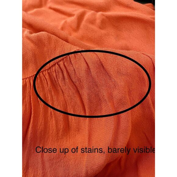 Moon River Anthropologie Orange Embroidered Boho Midi Dress size Medium - Picture 3 of 16